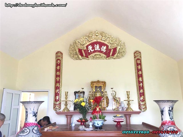 Hoành phi câu đối bằng đồng KT 1m76