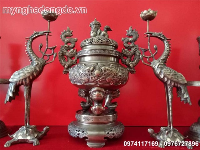 Lư đồng Dapha, Vĩnh Tiến, bộ đỉnh đồng thờ cúng loại nhỏ giá rẻ cao 45cm
