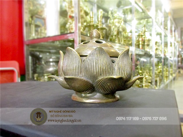Lư đốt trầm hoa sen, cửa hàng bán lư xông trầm hoa sen loại nhỏ