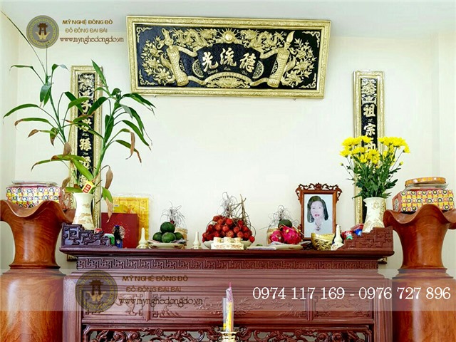 Hoành phi câu đối bằng đồng KT 1m55