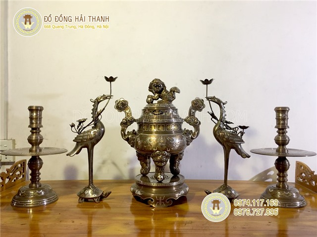 Đỉnh đồng thờ cúng khảm ngũ sắc cao 60 cm giá rẻ chất lượng