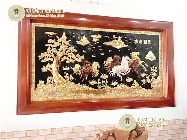 Tranh mã đáo thành công bằng đồng trang trí phòng khách