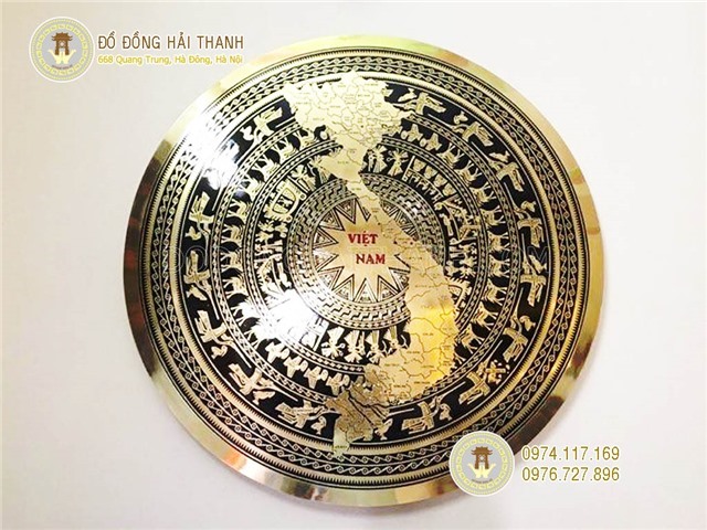 Mặt trống đồng trang trí phòng khách bản đồ Việt Nam DK 1m