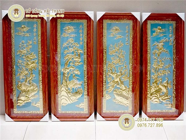 Tranh tứ quý Tùng Cúc Trúc Mai