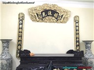 Hoành phi câu đối bằng đồng, bộ cuốn thư đồng vàng 1m55 đẹp