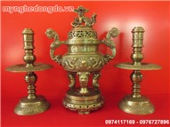 Bộ đỉnh đồng, đỉnh thờ cúng giá rẻ đúc nổi cao 62cm đẹp nhất