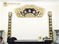 Cuốn thư câu đối 1m55 bằng đồng vàng nền đen