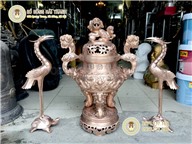 Bộ lư hương, đỉnh đồng cho nhà thờ họ cao 90 cm