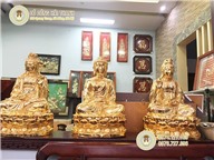 Tượng tam thế phật mạ vàng cao 90cm